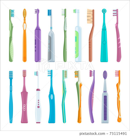 Electric and manual toothbrush set isolated on white Electric and manual toothbrush set isolated on white 73115491