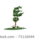 green tree on white background ink paints 73116094