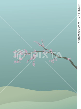 Vector background image of mountains and cherry blossoms Vector background image of mountains and cherry blossoms 73116606