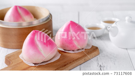 壽桃 長壽 饅頭 Chinese peach birthday bun 誕生祝いのモモ 長生きモモ 73117608