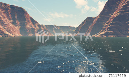 Canyon river among red rocks at daytime 3D image Canyon river among red rocks at daytime 3D image 73117659