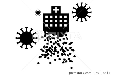 Image illustration of a hospital that collapses due to the collapse of medical care due to corona 73118615