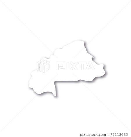 Burkina Faso - white 3D silhouette map of country area with dropped shadow on white background. Simple flat vector illustration Burkina Faso - white 3D silhouette map of country area with dropped shadow on white background. Simple flat vector illustration 73118683