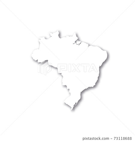 Brazil - white 3D silhouette map of country area with dropped shadow on white background. Simple flat vector illustration Brazil - white 3D silhouette map of country area with dropped shadow on white background. Simple flat vector illustration 73118688