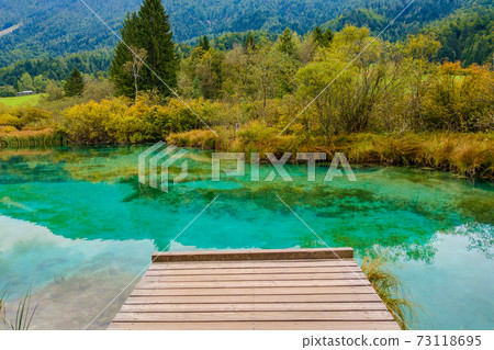 Beautiful mountain lake with clear water in Triglav National Park, Slovenia. 73118695