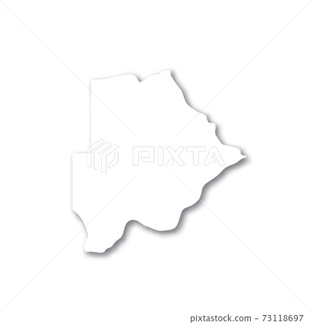 Botswana - white 3D silhouette map of country area with dropped shadow on white background. Simple flat vector illustration 73118697