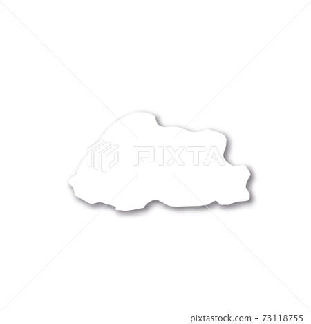 Bhutan - white 3D silhouette map of country area with dropped shadow on white background. Simple flat vector illustration 73118755