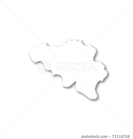 Belgium - white 3D silhouette map of country area with dropped shadow on white background. Simple flat vector illustration 73118788