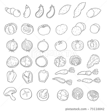 Line art vegetable vector illustration set Line art vegetable vector illustration set 73118842