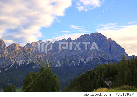 Beautiful summer landscape, fantastic alpine pass and high mountains, Dolomites, Italy, Europe. Beautiful summer landscape, fantastic alpine pass and high mountains, Dolomites, Italy, Europe. 73118957