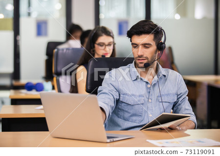 employee working customer support operator. Business concept. 73119091