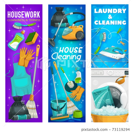 Housework laundry tools, hygiene utensils banners 73119294
