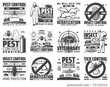 Pest control, rodent and insect extermination icon 73119314