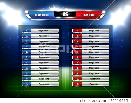 Soccer game scoreboard realistic vector template 73119315