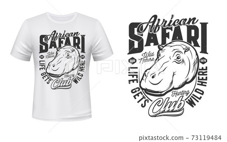 Tshirt print with hippo mascot for african safari Tshirt print with hippo mascot for african safari 73119484