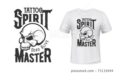 Tattoo master skull t-shirt print mockup, studio 73119494