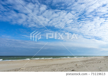 stormy sea and sandy shore, hore of the baltic sea, desert sea sea coast 73119613