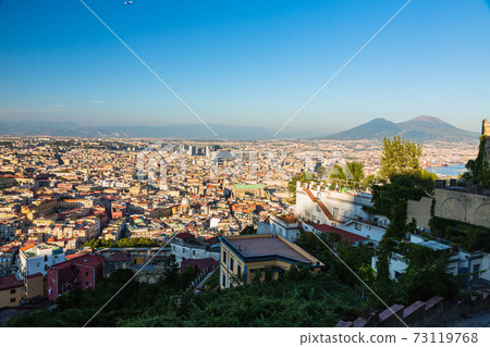 Cityscape of Naples and Mount Vesuvius seen from Castel Sant'Elmo, Italy Cityscape of Naples and Mount Vesuvius seen from Castel Sant'Elmo, Italy 73119768