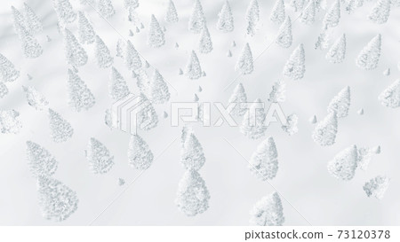 Flight over white frosty winter fir forest 3D 73120378