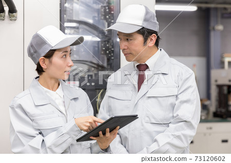 People working in the factory Confidential area image 73120602