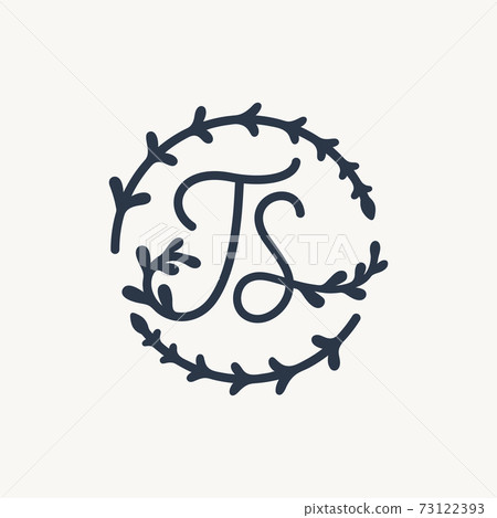 T S TS monogram logo. Ts minimalist handwriting initials or icon with floral elements. Design for wedding invitation, floral and botanical shop. Black and white minimalist vector illustration. T S TS monogram logo. Ts minimalist handwriting initials or icon with floral elements. Design for wedding invitation, floral and botanical shop. Black and white minimalist vector illustration. 73122393