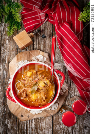 Traditional russian sour cabbage soup Traditional russian sour cabbage soup 73125991