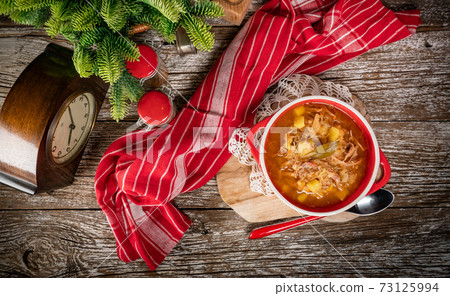 Traditional russian sour cabbage soup Traditional russian sour cabbage soup 73125994