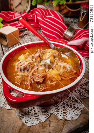 Traditional russian sour cabbage soup Traditional russian sour cabbage soup 73125995