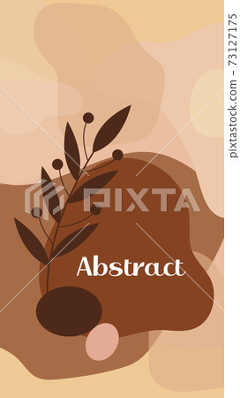 Abstract modern hipster poster, round fluid shapes and tropical plants. Scandinavian minimalism style. Vector illustration 73127175
