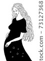 Pregnant woman smiling with her hands on her belly 73127368