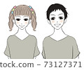 Two children smiling side by side 73127371