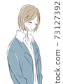 A woman who looks down and is depressed 73127392