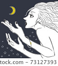 Woman looking at the moon 73127393