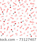 Love theme pattern with cute bunny and red hearts silhouettes on white background. Valentines day print for paper or fabric decoration 73127407
