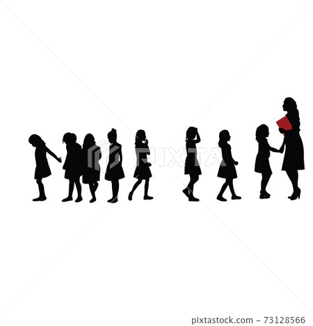 teacher and students together, silhouette vector teacher and students together, silhouette vector 73128566
