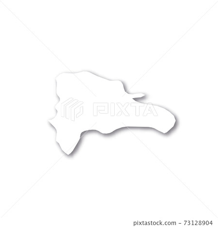 Dominican Republic - white 3D silhouette map of country area with dropped shadow on white background. Simple flat vector illustration 73128904