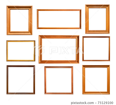 nine various simple wooden picture frames cutout 73129100