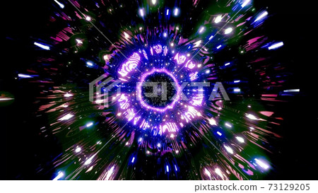 Red purple blinking color changing neon tunnel 3d illustration background walllpaper design artwork 73129205