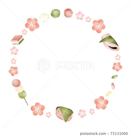 Hinamatsuri motif frame watercolor style illustration Hinamatsuri motif frame watercolor style illustration 73131000