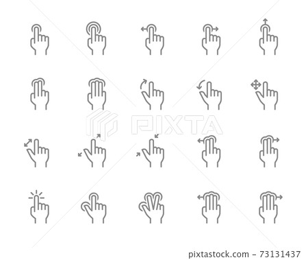 Set of touch screen gestures line icon. Hand click, finger multi touch, cursor pointer and more. 73131437