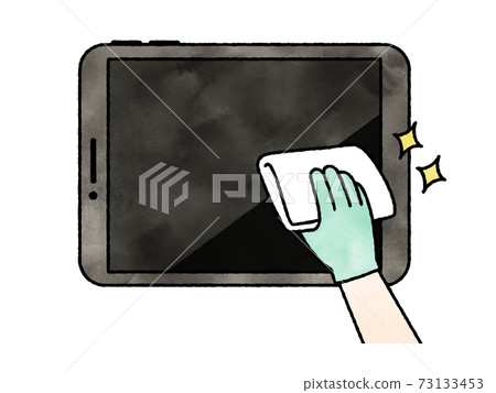 Cleaning and disinfecting tablet PCs-watercolor 73133453