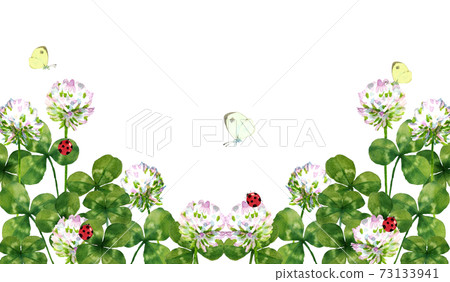 Landscape illustration of white clover and insects 73133941