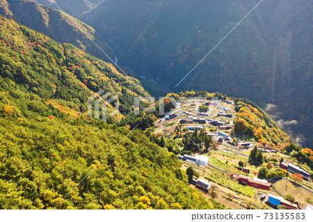 From the sky above Shimoguri no Sato in Tyrol, Japan From the sky above Shimoguri no Sato in Tyrol, Japan 73135583