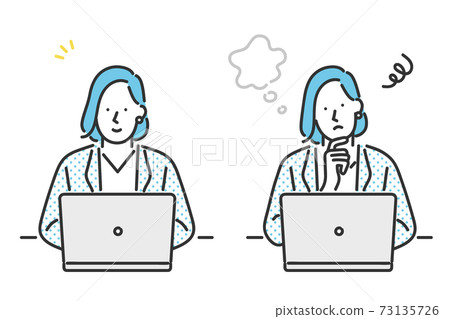 Illustration material of a business person operating a personal computer Illustration material of a business person operating a personal computer 73135726