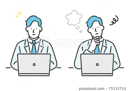 Illustration material of a business person operating a personal computer 73135733