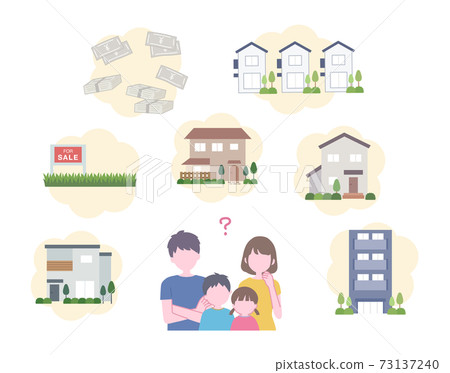 考慮購買房屋的家庭的插圖 73137240