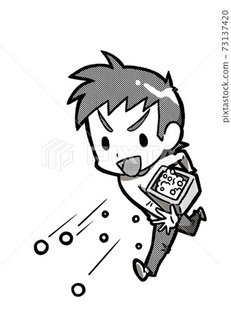 Boys sowing beans monochrome Boys sowing beans monochrome 73137420