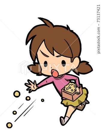 Girl color sowing beans 73137421