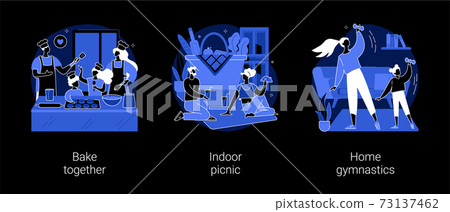 Family fun amid quarantine abstract concept vector illustrations. 73137462