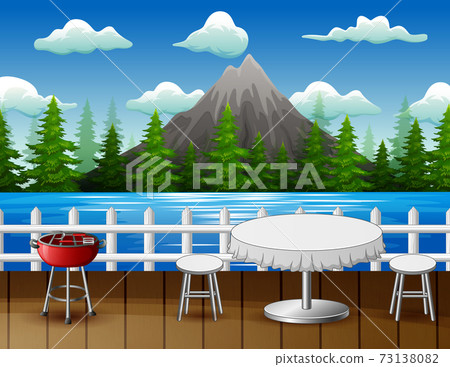The table for couples in restaurant by the river The table for couples in restaurant by the river 73138082